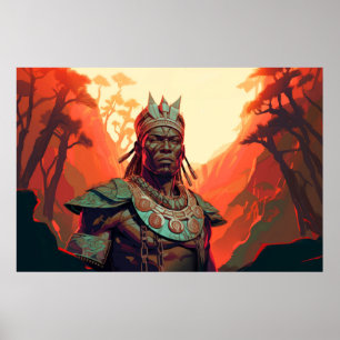 Poster Retrato Africano do Caracter Warrior