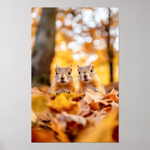 Poster Retrato Amoroso de Esquilo Animal Selvagem