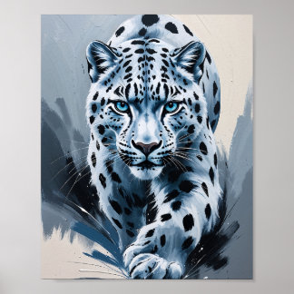 Poster Retrato Artístico Abstrato do Leopardo da Neve