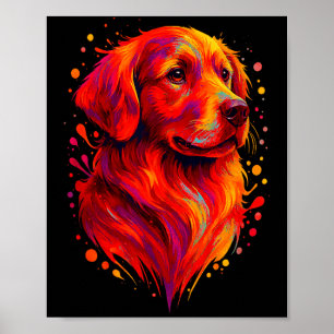 Poster Retrato Artístico de Golden Retriever para Donos d