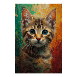 Póster Retrato Artístico De Kitten - Pintura A Óleo Vibra