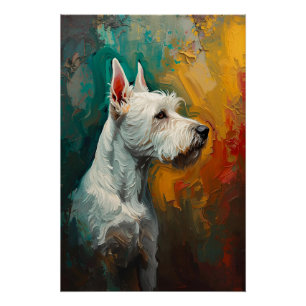 Póster Retrato Artístico de Terrier em Pintura a Óleo Vib