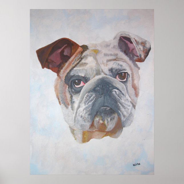 Póster Retrato Artístico Do Bulldog Americano (Frente)