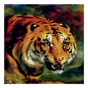 Póster Retrato Artístico Snarling Tiger