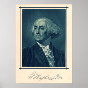 Póster Retrato & assinatura de George Washington