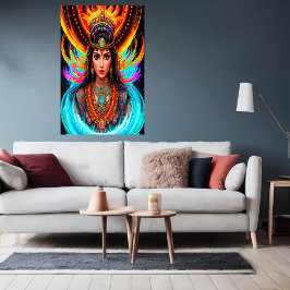 Poster Retrato: Chalchiuhtlicue, Deusa Asteca | Arte AI