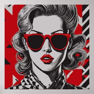 Poster Retrato chic de pop art de uma mulher