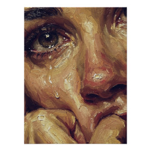 Póster Retrato Choroso Pintura a Óleo — Textura Emocional