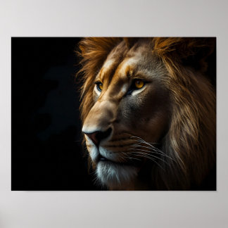 Poster Retrato Cinematográfico do Leão Majestoso Arte de