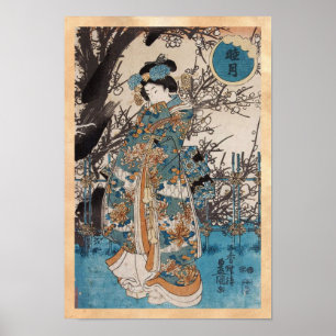 Poster Retrato clássico vintage de geisha japonesa ukiyo-