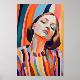 Poster Retrato colorido Abstrato de uma mulher