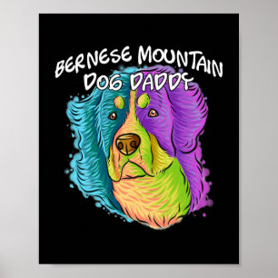 Poster Retrato Colorido Cachorro de Montanha Bernese Pai