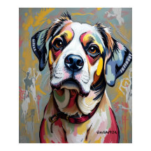 Retrato Colorido de Cachorro – Arte de Animal de E