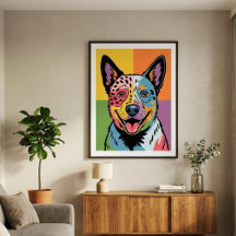 Retrato Colorido de Pop Art do Cão Bovino Australi