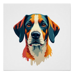Póster Retrato Colorido Vintage de Cachorro Estilo Pop Ar