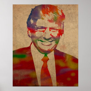 Póster Retrato da aguarela de Donald Trump
