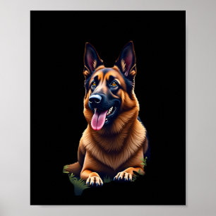 Poster Retrato da Cabeça do Cão Pastor Alemão Amante do C
