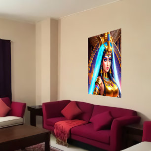 Poster Retrato da Deusa Egípcia Hathor   Arte AI