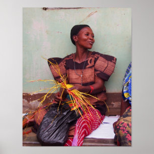 Poster Retrato da esteira de tecelagem da mulher bonito