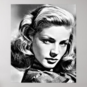 Poster Retrato da famosa atriz americana Lauren Bacall