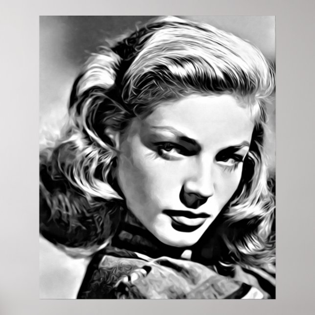 Poster Retrato da famosa atriz americana Lauren Bacall (Frente)