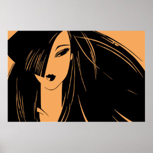 Poster Retrato da garota com cabelo despedido