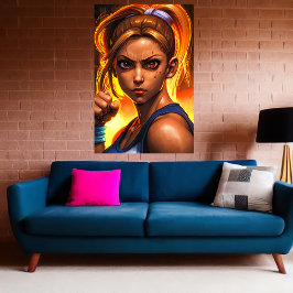 Poster Retrato da jovem lutadora | Arte AI