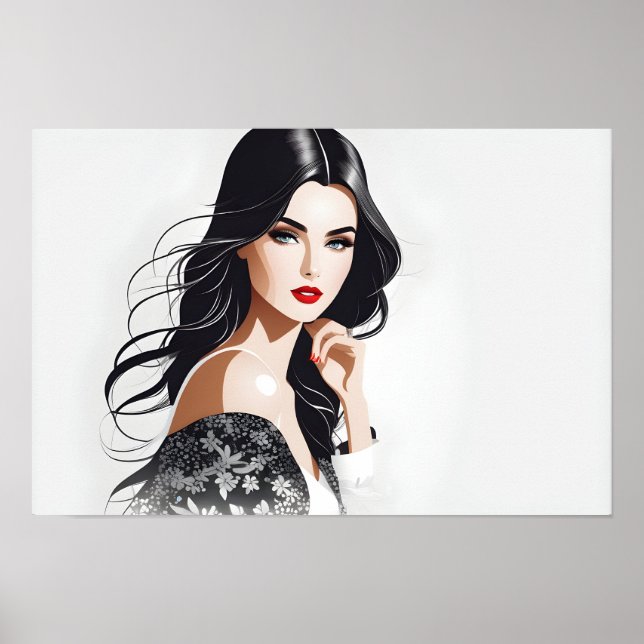 Poster Retrato da moda da arte feminina (Frente)