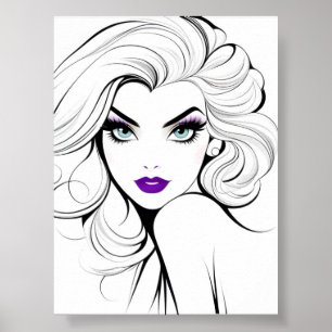 Poster Retrato da moda da arte feminina