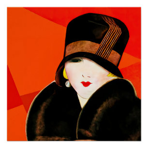 Póster Retrato da mulher Art deco