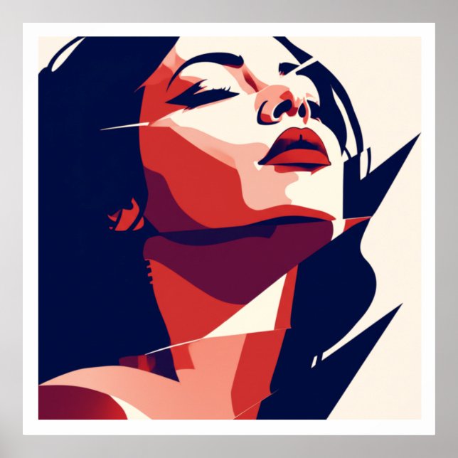 Poster Retrato da Mulher de Arte Moderna - Geométrico Ver (Frente)