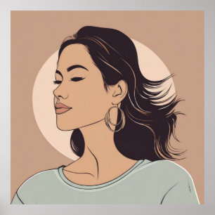 Poster Retrato da Mulher Minimalista Elegante - Arte Mode