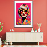 Poster Retrato da Pop de Arte Rosa<br><div class="desc">Whimsy Wall Art Co. Introduz: O Passo da Coleção "Pop Femme" num mundo onde a representação clássica encontra a arte pop contemporânea na nossa vibrante Coleção "Pop Femme". Esta série curada celebra a multifacetada essência da feminilidade através de uma explosão de cores, padrões ousados e imagens icônicas. Cada impressão na...</div>