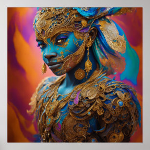 Poster Retrato da Rainha Africana das Cores