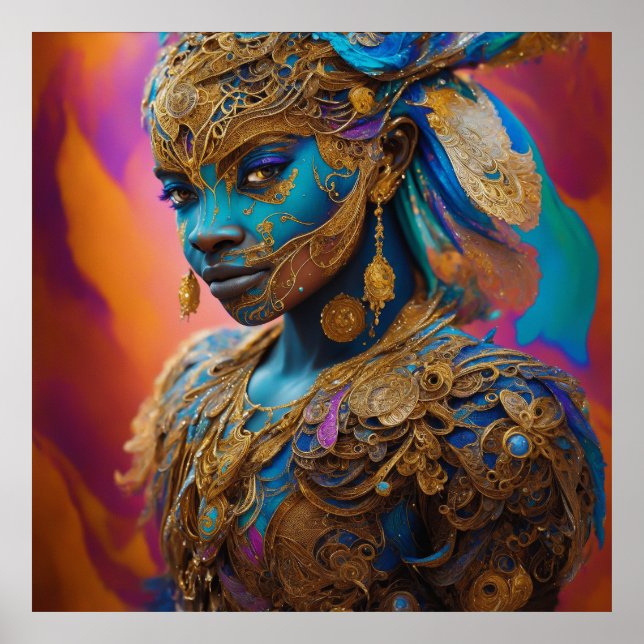 Poster Retrato da Rainha Africana das Cores (Frente)