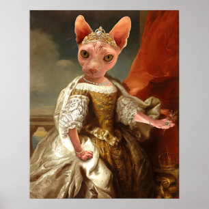 Poster Retrato da Rainha Gata Real Sphynx