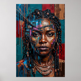 Poster Retrato da Rainha Negra do Afrofuturismo Urbano da