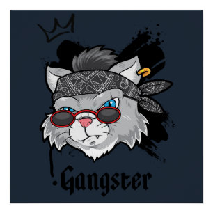 Póster Retrato da Rua Gangster Cat