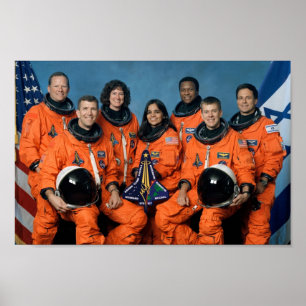 Póster Retrato da Tripulação Columbia do Shuttle Espacial