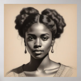 Poster Retrato da Vintage Black Woman