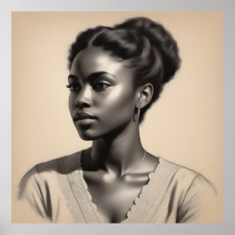 Poster Retrato da Vintage Black Woman