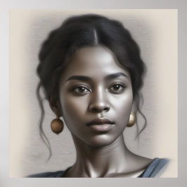 Poster Retrato da Vintage Black Woman
