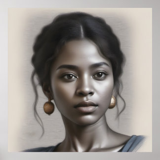 Poster Retrato da Vintage Black Woman