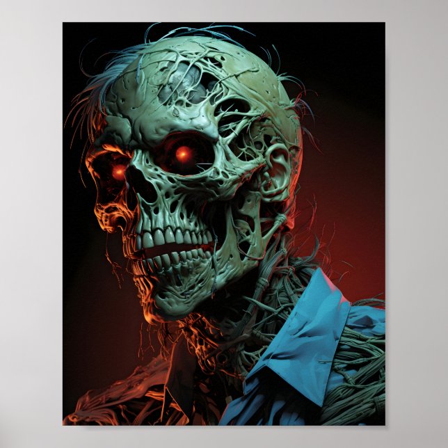 Poster Retrato Da Zombie Do Halloween Assustadora (Frente)