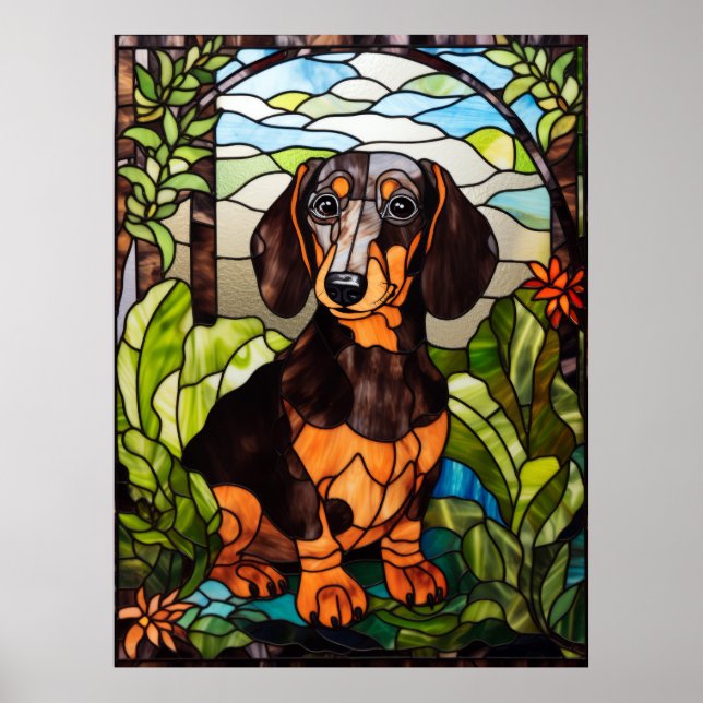 Poster Retrato Dachshund Cute (Frente)