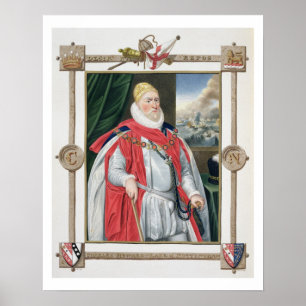 Póster Retrato de 1536-1624) òs Baron o de Charles Howar