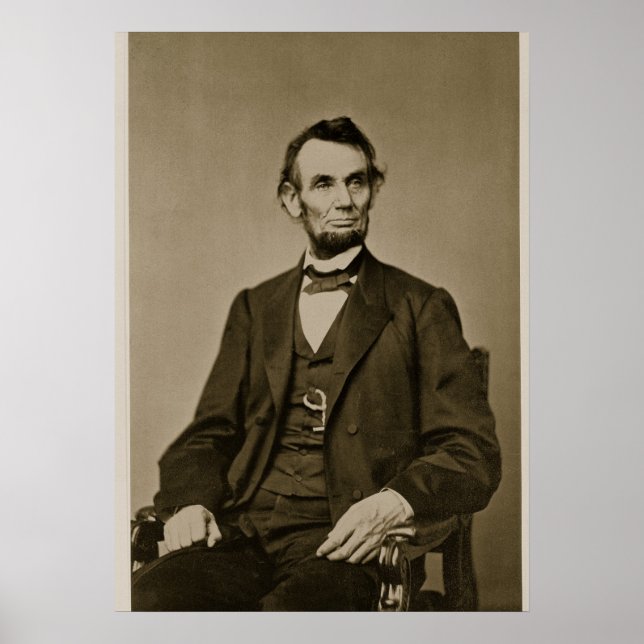 Poster Retrato de Abraham Lincoln (1809-65) (foto b/c) (Frente)