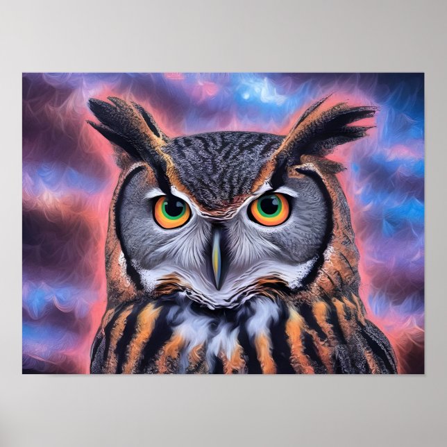 Poster Retrato de abstrato Owl (Frente)