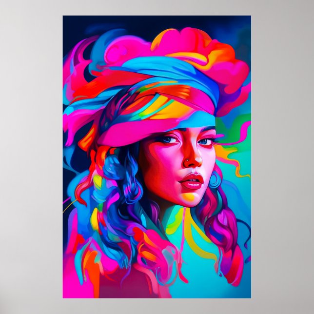 Poster Retrato de Abstrato vibrante (Frente)