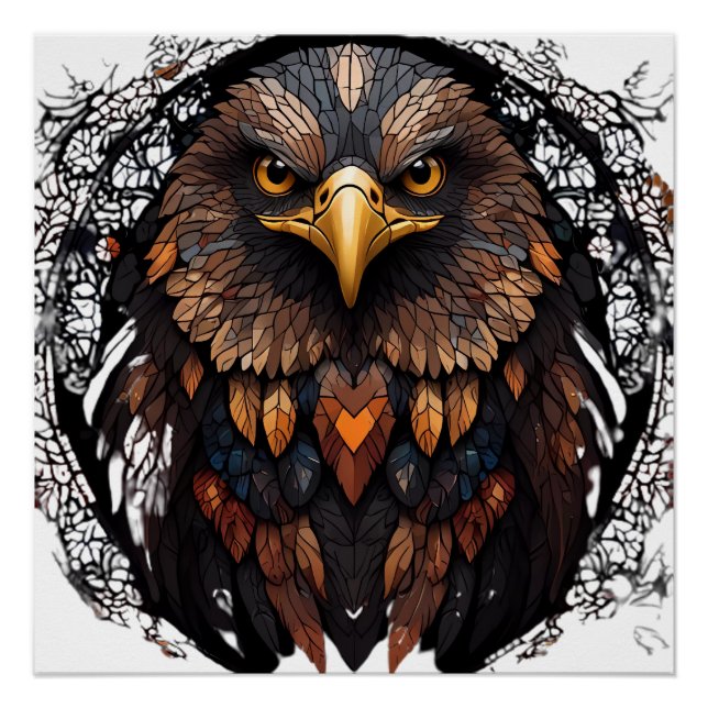 Póster Retrato de Águia Mosaica (Frente)